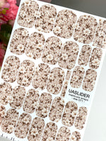 Ivory Blossom Manicure Wraps — Taupe Floral Pattern | mw-071