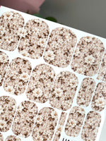 Ivory Blossom Manicure Wraps — Taupe Floral Pattern | mw-071