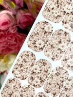 Ivory Blossom Manicure Wraps — Taupe Floral Pattern | mw-071