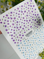 Nail Water Decal NCg-050 | Water Slide Nail Decals | Purple & Blue Mini Wildflowers - UASLIDER