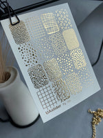 Nail Water Decal Fg-135 | Water Slide Nail Decals with Gold Abstract Patterns | Geometric Nail Art - UASLIDER