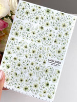 Watercolor Floral Manicure Wraps — Soft Green Flowers | mw-067