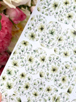 Watercolor Floral Manicure Wraps — Soft Green Flowers | mw-067