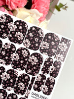 Dark Peony Manicure Nail Wraps — Blush Floral Pattern | mw-057