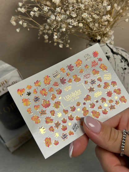 Nail Water Decal CF-289 | Autumn Leaves Water Slide Nail Decals | Fall Quotes & Seasonal Vibes