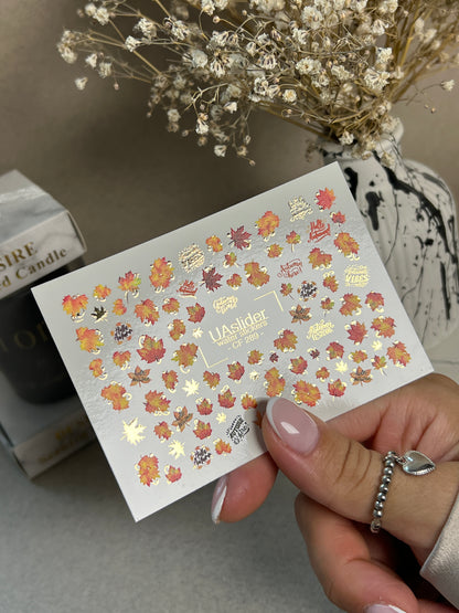 Nail Water Decal CF-289 | Autumn Leaves Water Slide Nail Decals | Fall Quotes & Seasonal Vibes