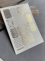 Nail Water Decal Fg-135 | Water Slide Nail Decals with Gold Abstract Patterns | Geometric Nail Art - UASLIDER
