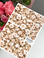 Vintage Peony Manicure Wraps — Beige Script Floral | mw-060