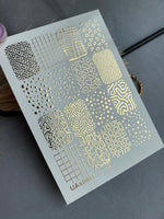 Nail Water Decal Fg-135 | Water Slide Nail Decals with Gold Abstract Patterns | Geometric Nail Art - UASLIDER