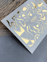 Nail Water Decal Fg-139 | Water Slide Nail Decals with Gold Abstract Waves and Shapes | Artistic Nail Tattoos - UASLIDER