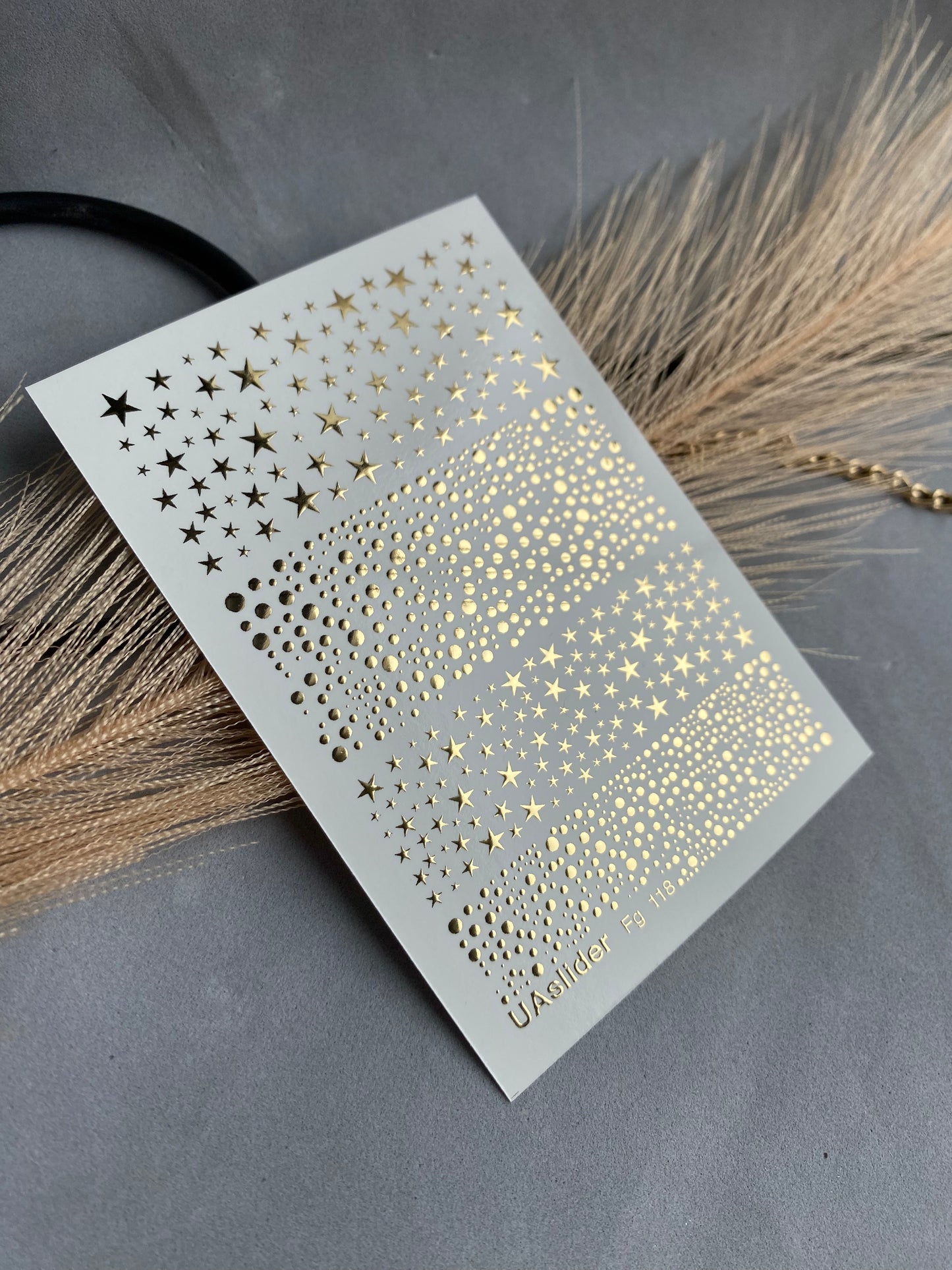 Nail Water Decal Fg-118 | Water Slide Nail Decals with Gold Stars & Dots | Cosmic Shine