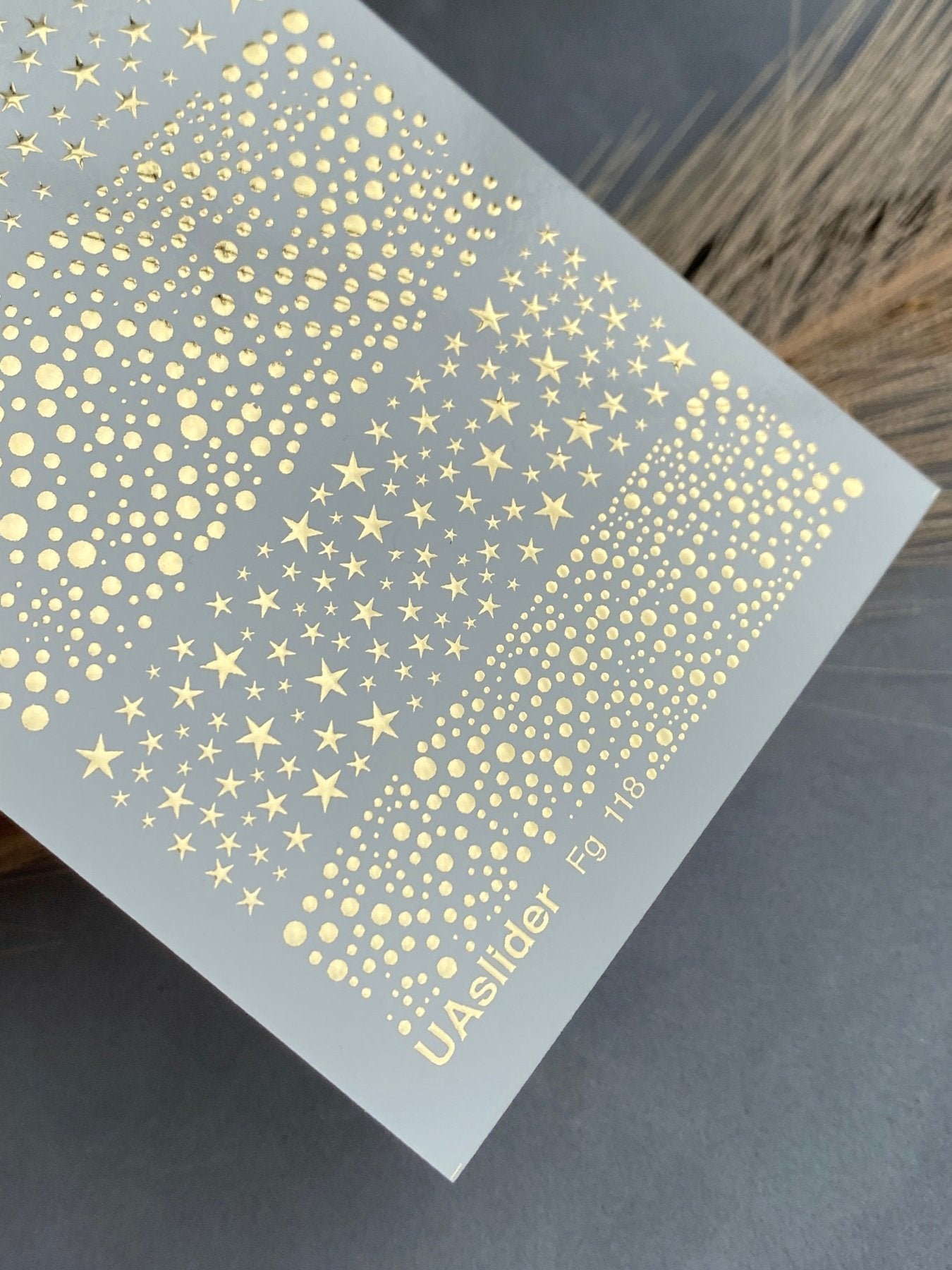 Nail Water Decal Fg-118 | Water Slide Nail Decals with Gold Stars & Dots | Cosmic Shine - UASLIDER