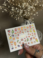 Nail Water Decal CF-279 | Autumn Water Slide Nail Decals | Fall Leaves, Mushrooms & Berries with Gold Accents - UASLIDER