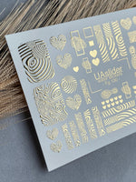 Nail Water Decal Fg-130 | Water Slide Nail Decals with Gold Abstract Patterns | Modern Geometric Nail Art - UASLIDER