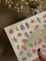 Nail Water Decal CF-292 | Rainbow Autumn Water Slide Nail Decals | Colorful Fall Leaves & Geometric Accents - UASLIDER
