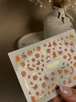 Nail Water Decal CF-281 | Autumn Floral Water Slide Nail Decals | Fall Bouquets & Leaves - UASLIDER