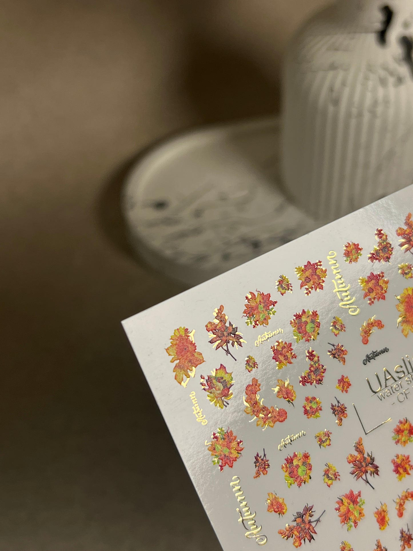 Nail Water Decal CF-281 | Autumn Floral Water Slide Nail Decals | Fall Bouquets & Leaves