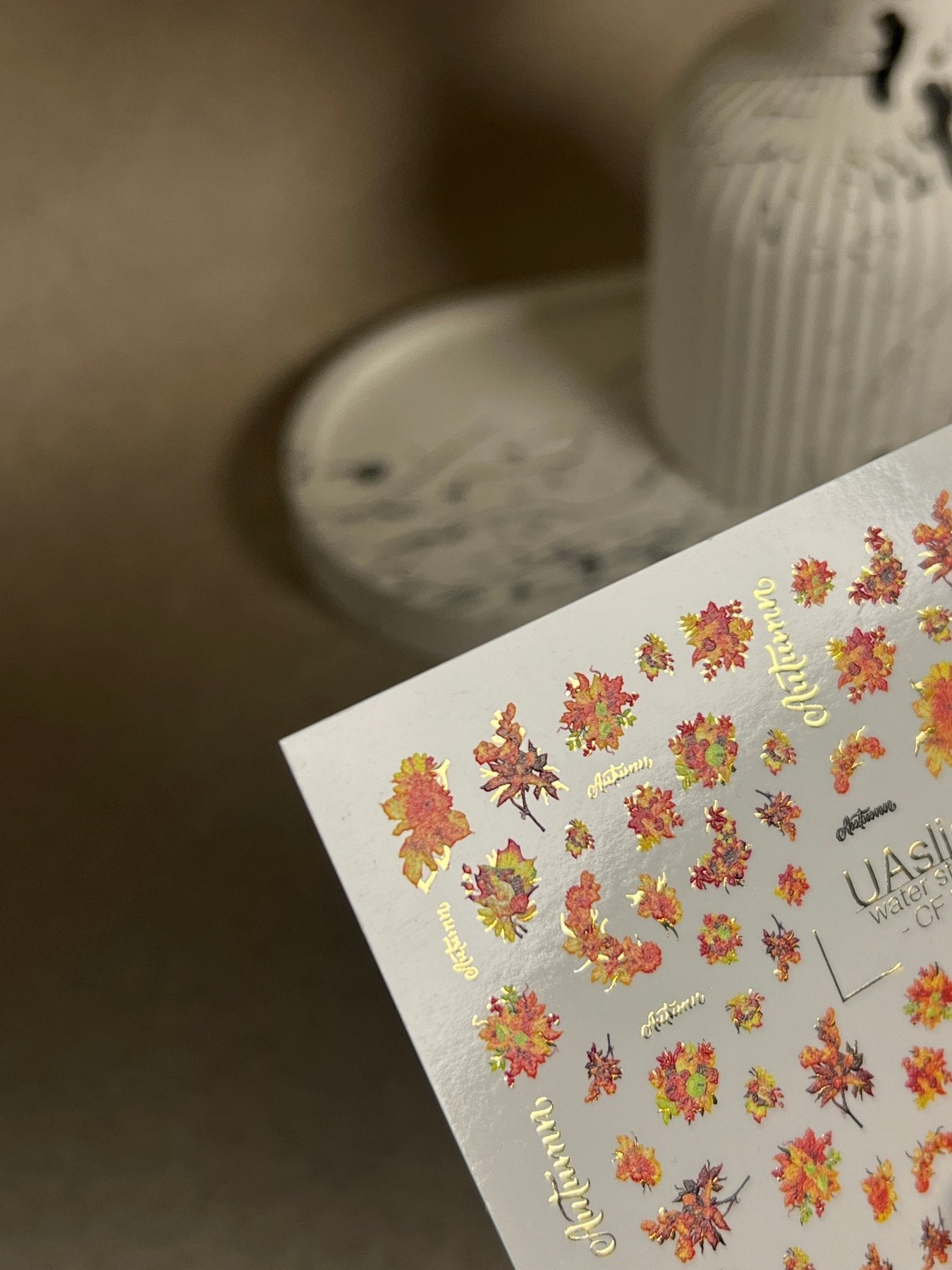 Nail Water Decal CF-281 | Autumn Floral Water Slide Nail Decals | Fall Bouquets & Leaves - UASLIDER