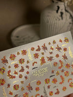 Nail Water Decal CF-281 | Autumn Floral Water Slide Nail Decals | Fall Bouquets & Leaves - UASLIDER