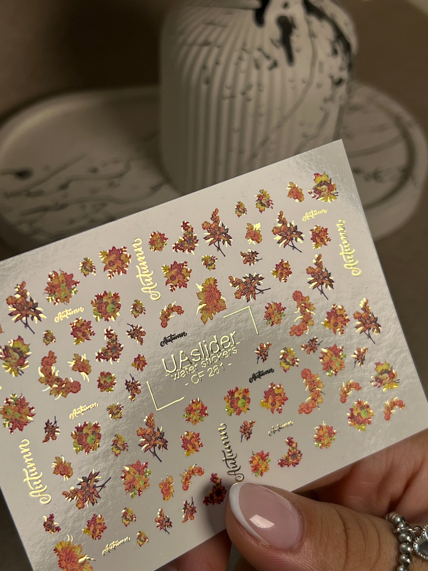 Nail Water Decal CF-281 | Autumn Floral Water Slide Nail Decals | Fall Bouquets & Leaves