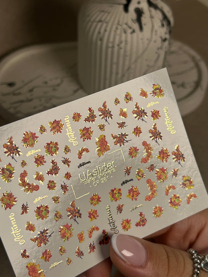 Nail Water Decal CF-281 | Autumn Floral Water Slide Nail Decals | Fall Bouquets & Leaves