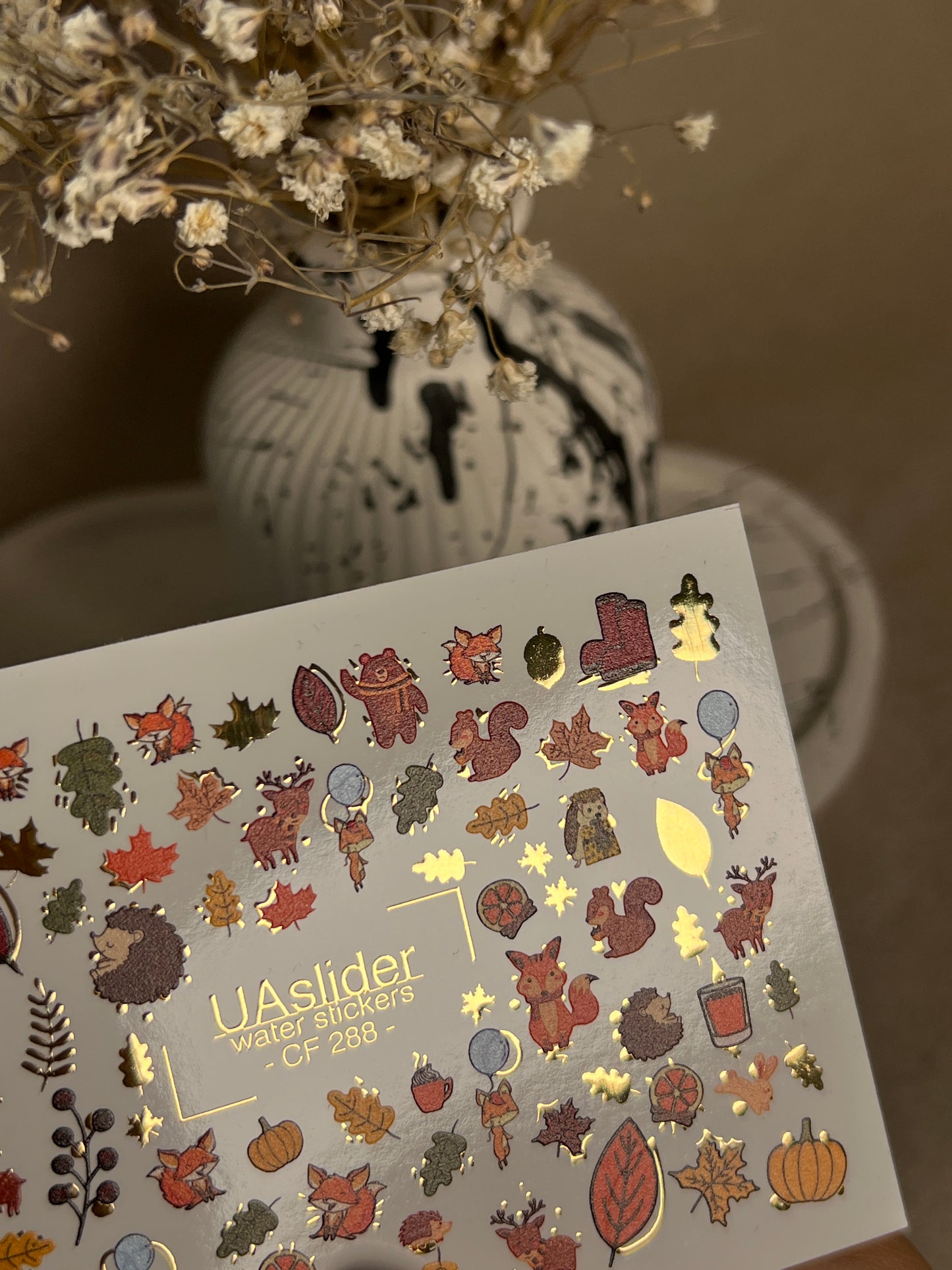 Nail Water Decal CF-288 | Autumn Forest Water Slide Nail Decals | Foxes, Squirrels & Cute Woodland Animals