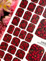 Red Poinsettia Pedicure Wraps — Dark Holiday Floral | pw-345