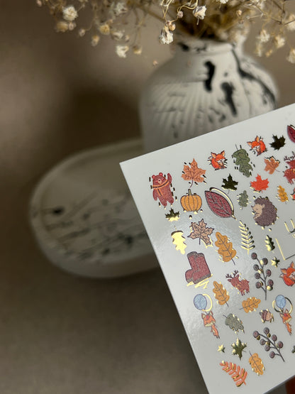 Nail Water Decal CF-288 | Autumn Forest Water Slide Nail Decals | Foxes, Squirrels & Cute Woodland Animals