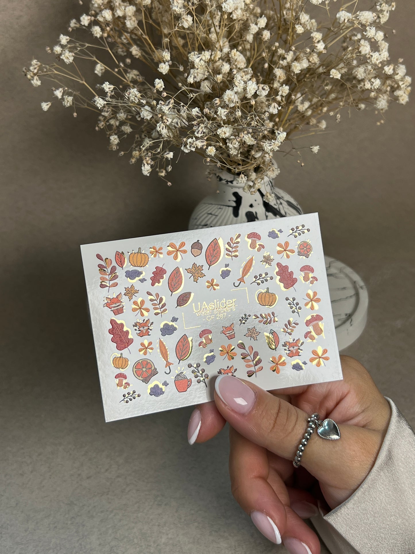 Nail Water Decal CF-287 | Autumn Forest Water Slide Nail Decals | Foxes, Pumpkins & Cozy Accents