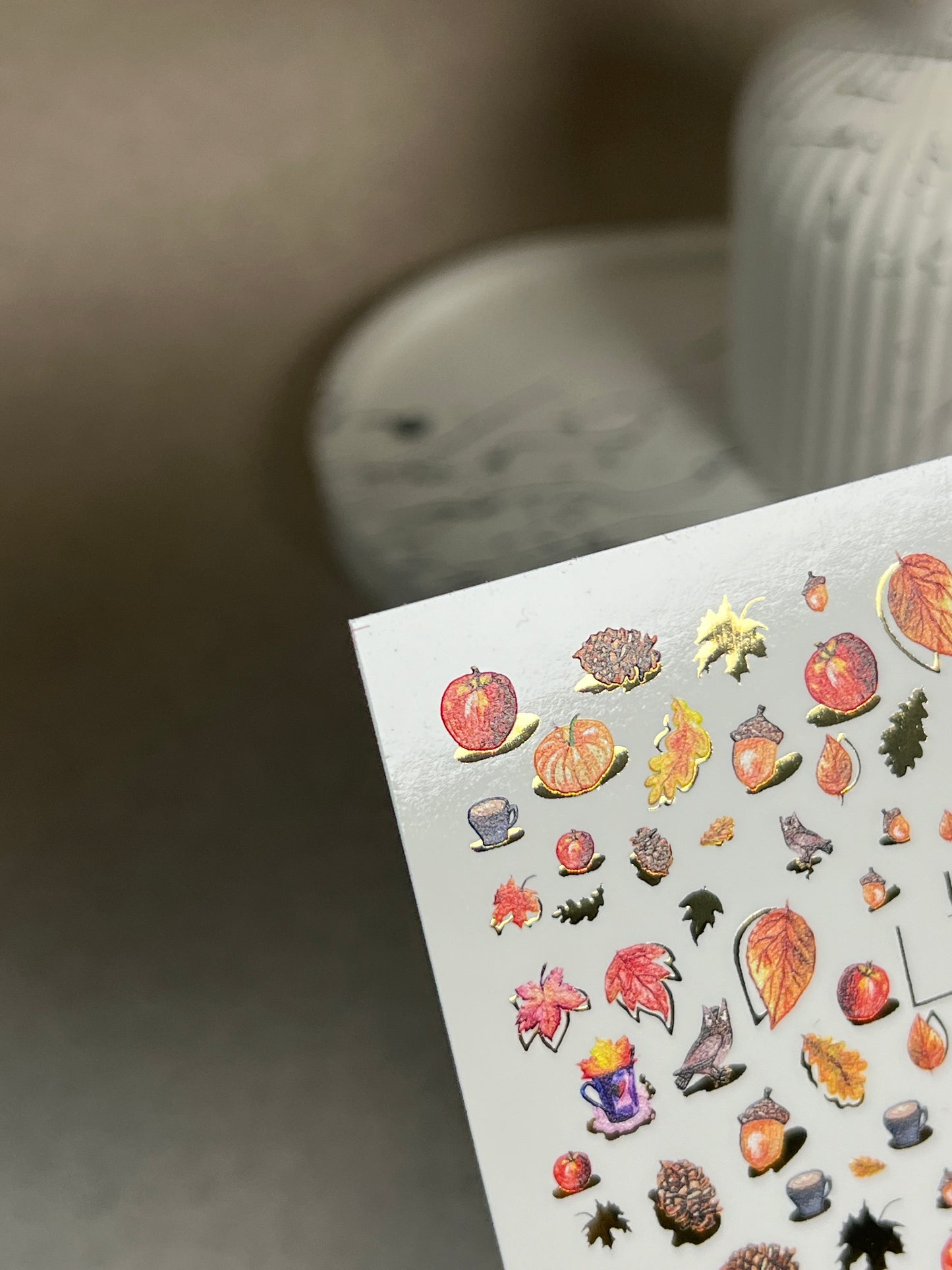 Nail Water Decal CF-285 | Autumn Cozy Water Slide Nail Decals | Pumpkins, Apples & Forest Accents