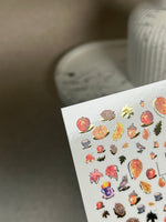 Nail Water Decal CF-285 | Autumn Cozy Water Slide Nail Decals | Pumpkins, Apples & Forest Accents - UASLIDER