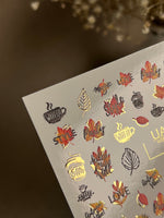 Nail Water Decal CF-280 | Autumn Water Slide Nail Decals | Fall Leaves, Coffee & Quotes - UASLIDER