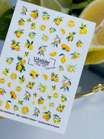 Nail Water Decal NCg-100 | Water Slide Nail Decals Lemon Fruits | Citrus Nail Water Decals - UASLIDER