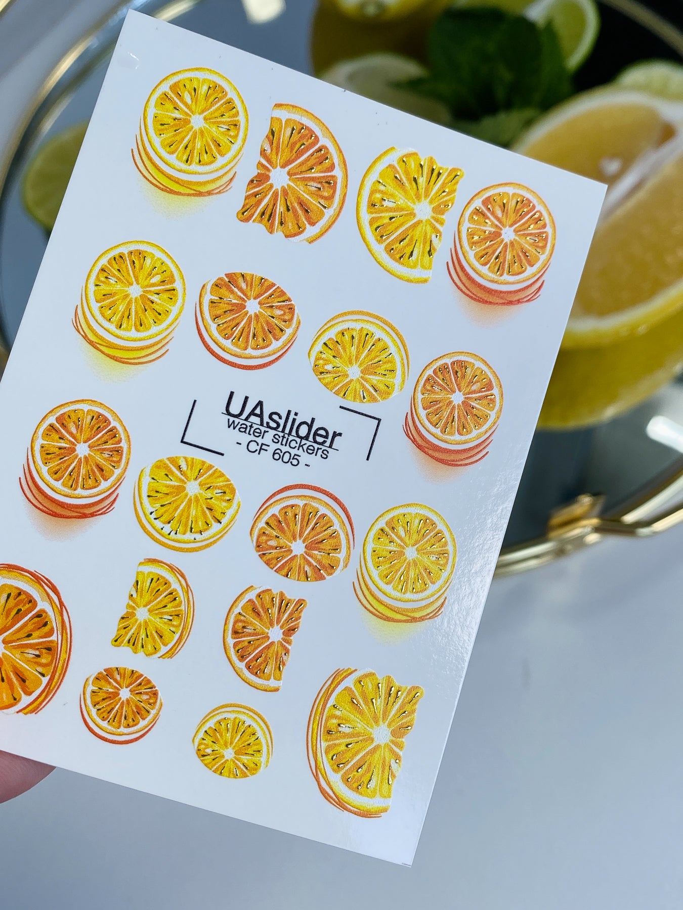Nail Water Decal CF-605 | Water Decals for Nails | Citrus Fruits – Orange & Lemon Slices