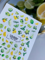 Nail Water Decal NCg-093 | Water Slide Nail Decals Citrus and Mint | Mojito Inspired Nail Art - UASLIDER