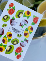 Nail Water Decal CF-610 | Tropical Fruit Water Slide Nail Decals | Kiwi, Coconut & Citrus Nail Art - UASLIDER