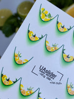 Nail Water Decal NCg-098 | Water Slide Nail Decals Lemon French Design | Citrus Nail Art - UASLIDER