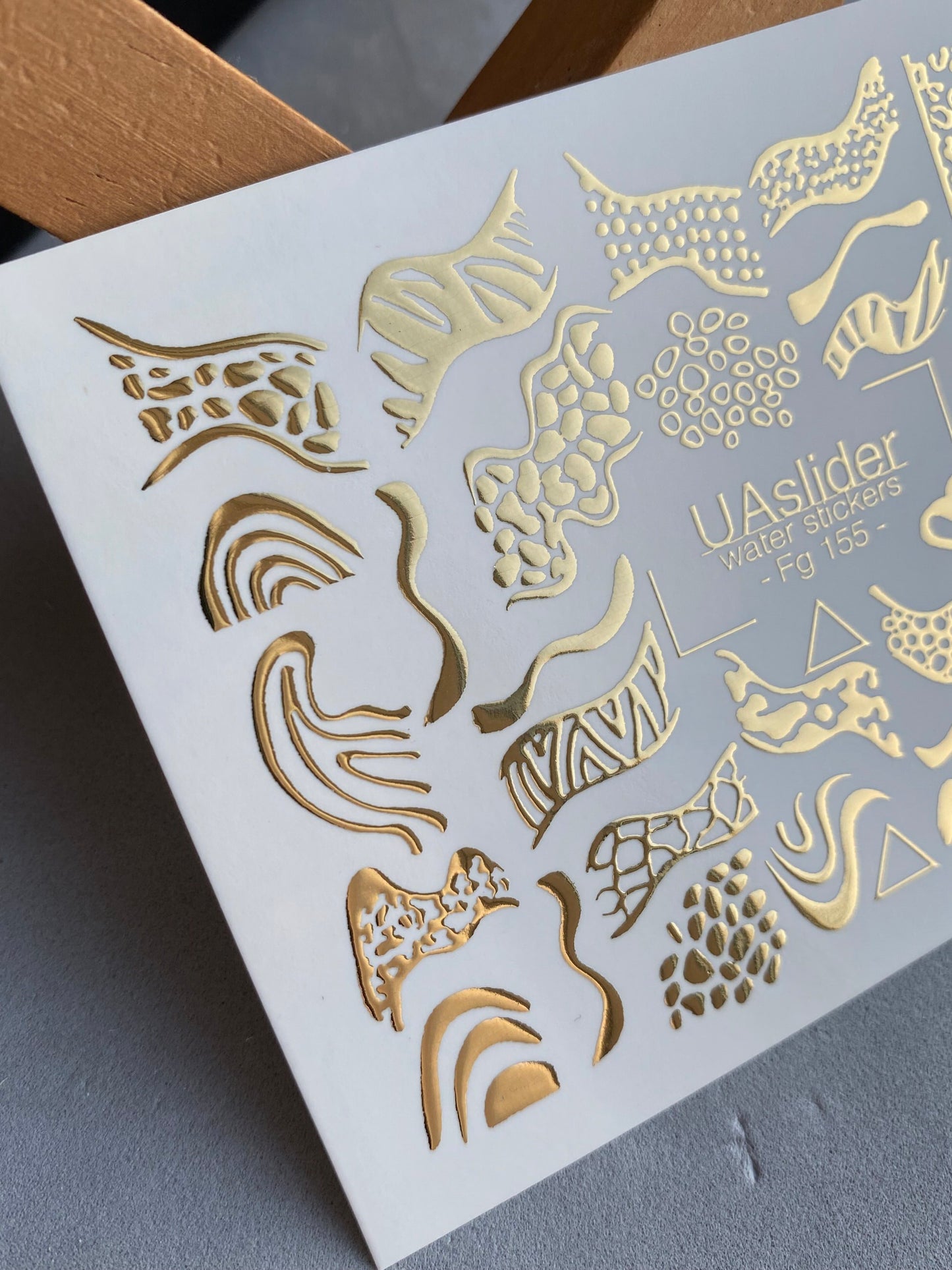 Nail Water Decal Fg-155 | Gold Foil Water Slide Nail Decals | Abstract & Animal Print Designs