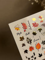 Nail Water Decal CF-276 | Autumn Water Slide Nail Decals | Fall Leaves, Gold Accents & Seasonal Quotes - UASLIDER
