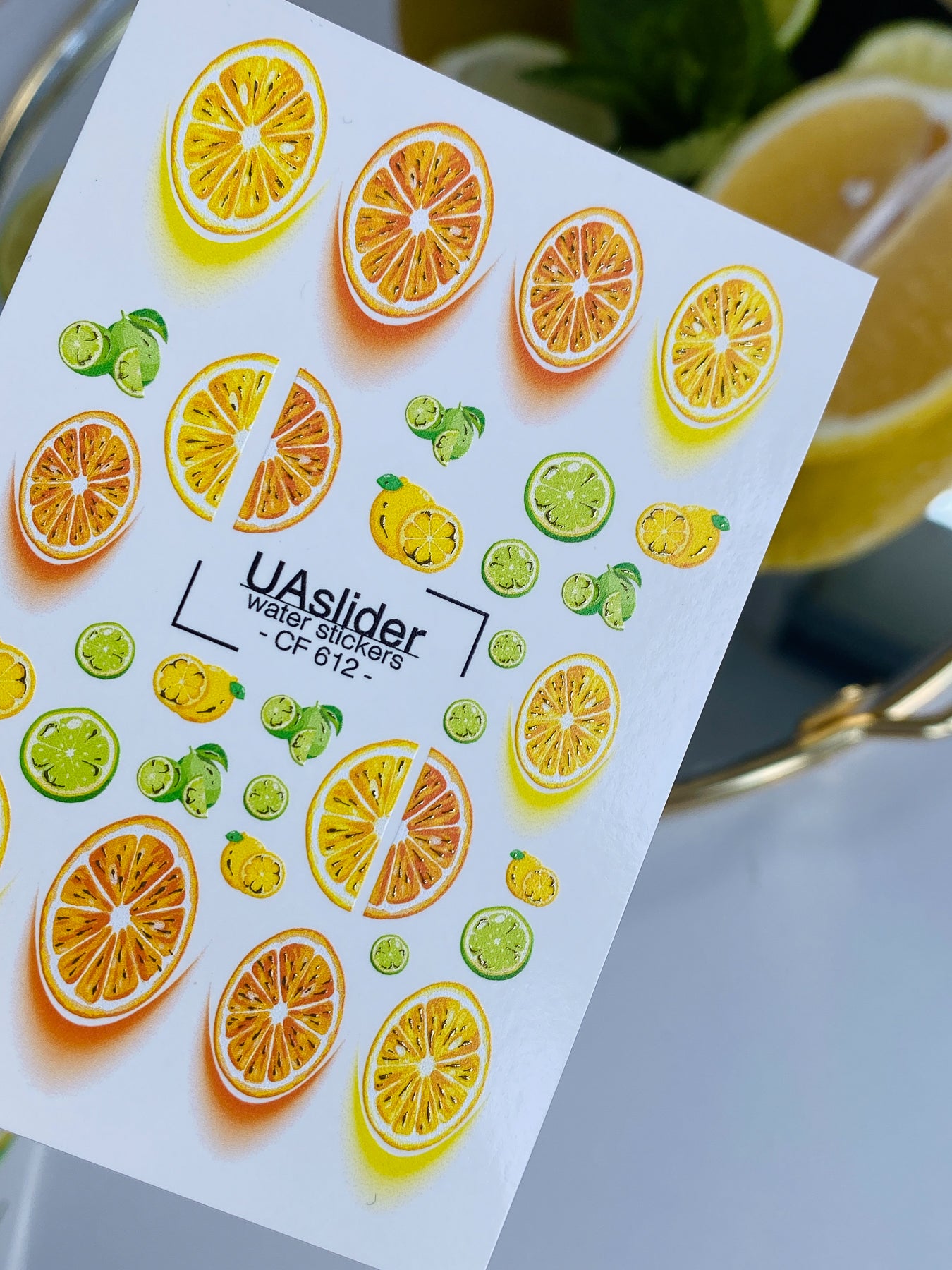 Nail Water Decal CF-612 | Citrus Water Slide Nail Decals | Orange, Lemon & Lime Nail Art