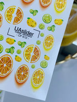 Nail Water Decal CF-612 | Citrus Water Slide Nail Decals | Orange, Lemon & Lime Nail Art - UASLIDER