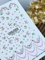 Cherry Blossom Nail Decals — Pink Floral & French Tips | NCg-172