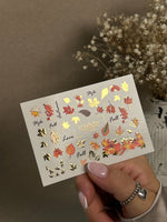 Nail Water Decal CF-276 | Autumn Water Slide Nail Decals | Fall Leaves, Gold Accents & Seasonal Quotes - UASLIDER