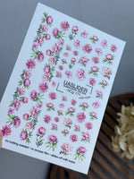 Peony Nail Decals — Pink Floral Bouquets & Gold Foil | NCg-171