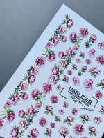 Peony Nail Decals — Pink Floral Bouquets & Gold Foil | NCg-171