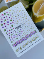 Nail Water Decal NCg-089 | Water Slide Nail Decals Daisies and Asters | Wildflower Floral Borders - UASLIDER