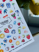Nail Water Decal NCg-102 | Water Slide Nail Decals Tropical Summer | Fruit Nail Water Decals with Beach Vibes - UASLIDER