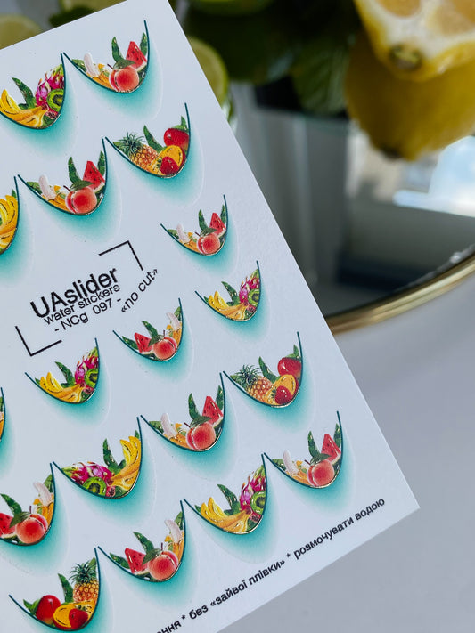 Nail Water Decal NCg-097 | Water Slide Nail Decals Fruit French Design | Tropical Nail Art