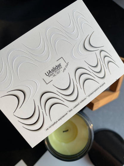 Nail Water Decal NC-007 | Water Slide Nail Decals Modern French | Abstract Curved Tips