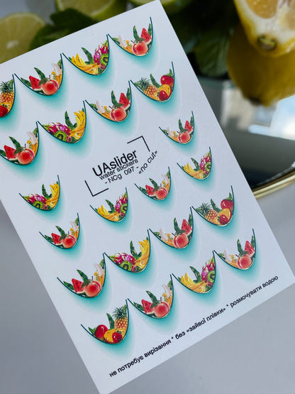 Nail Water Decal NCg-097 | Water Slide Nail Decals Fruit French Design | Tropical Nail Art